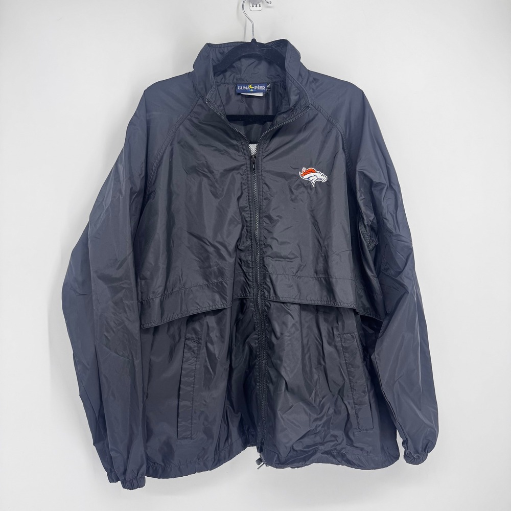 Luna Pier Denver Broncos Windbreaker Jacket XL Black NFL Full Zip Waterproof